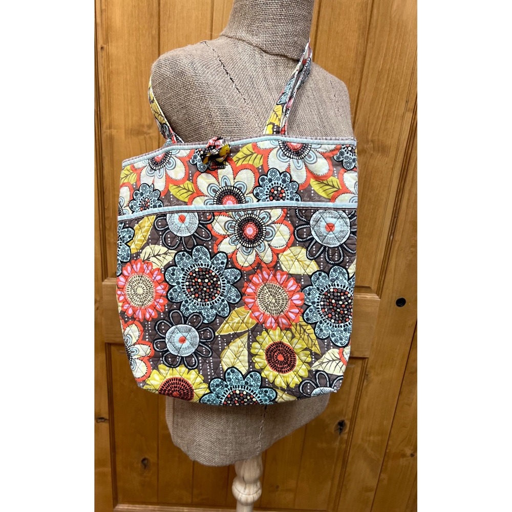 Vera Bradley Quilted Shoulder Bag Purse Flower Power Whimsical Vintage Inspired